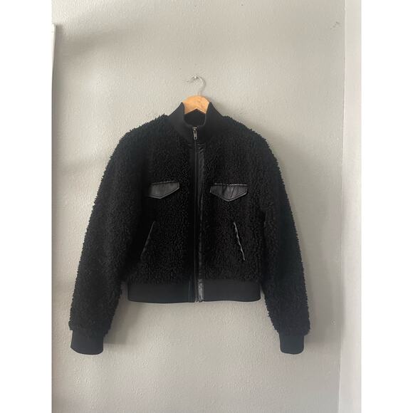 Express x Negin Mirsalehi Plush Sherpa Jacket in Black - Picture 3 of 8
